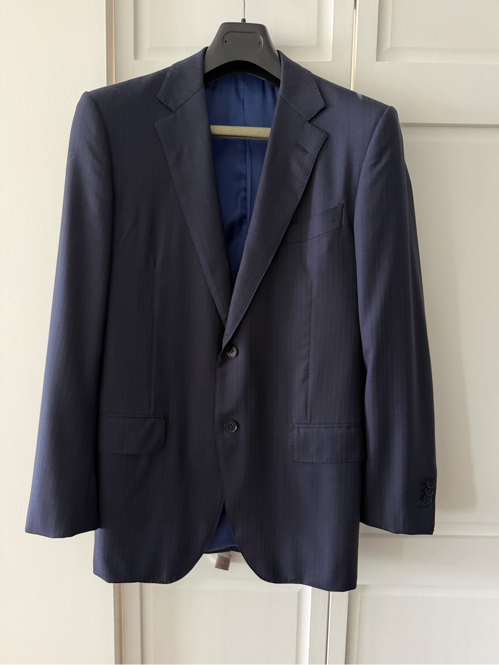 Luca Sartoriale Men's Navy Blue Micro Check Blazer Suit Jacket 38R Slim
